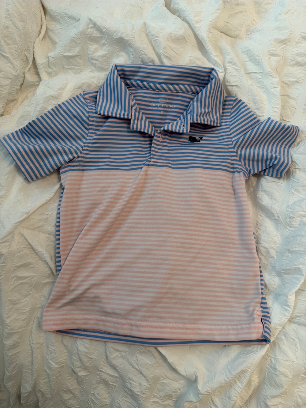Vineyard Vines Boys' Blue and Pink Striped Polo